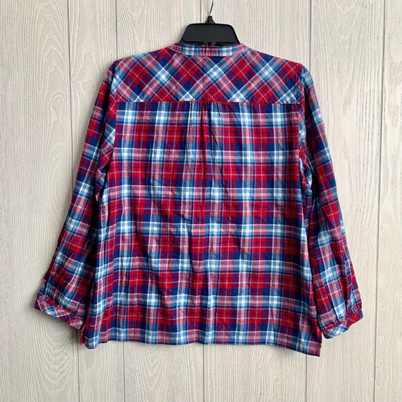 J. Crew Mercantile Multicolor Plaid Long Sleeve Top Size Medium - Picture 4 of 4